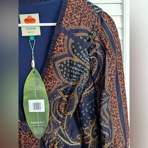 NWT FARM Rio Multicolor Paisley Long Sleeve Dress - Picture 5 of 9